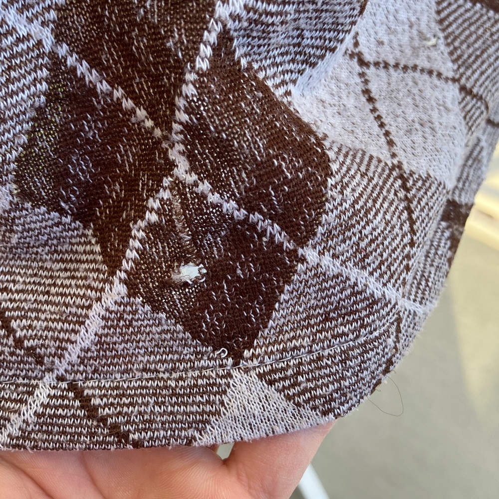Vintage 60s 70s Preppy Brown Argyle Dagger Collar Button Down Long Sleeve Shirt - Picture 4 of 10
